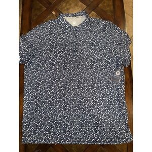 New Flag & Anthem Golf Cobbtown Floral Print Performance Polo‎ Navy Combo 2XL